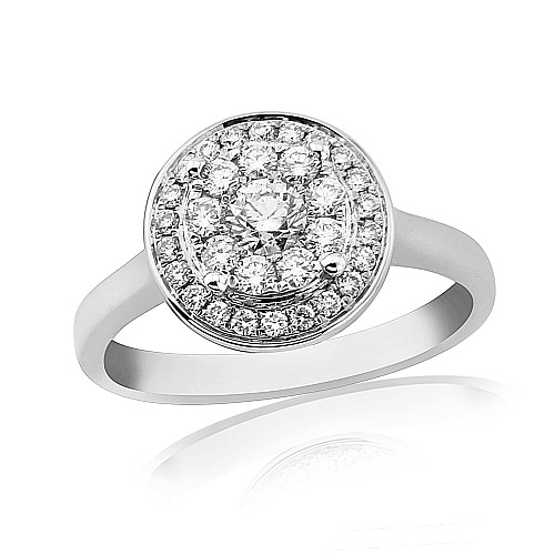 Diamond cluster 18ct white gold ring