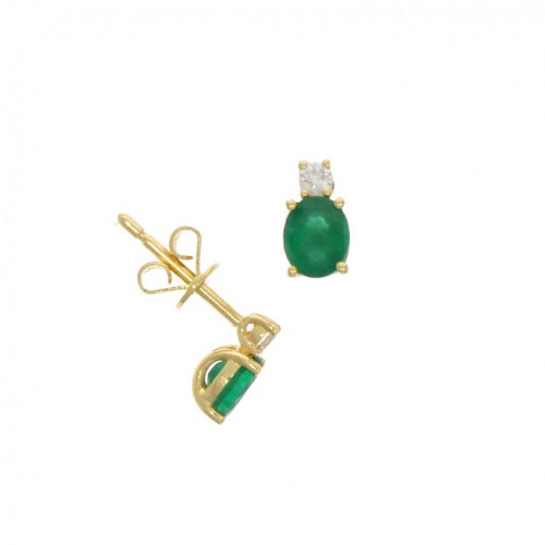 Emerald & Diamond 18ct Gold Earring