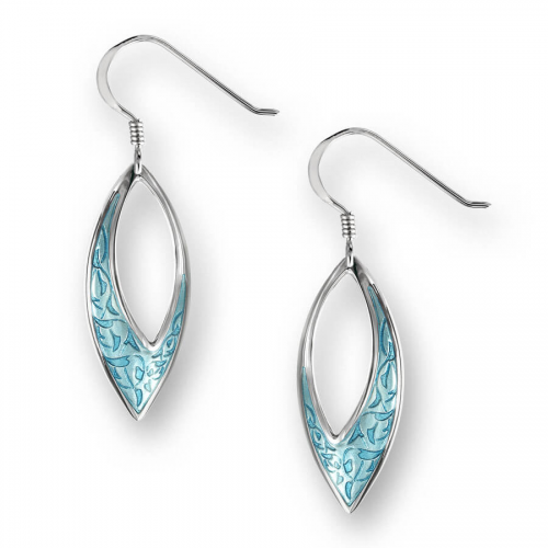 Silver enamelled marquis earrings