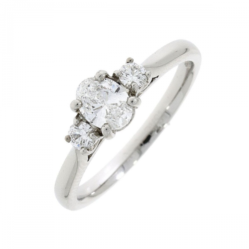 Diamond three stone platinum ring.