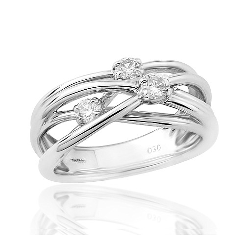 Diamond five row 18ct white gold ring