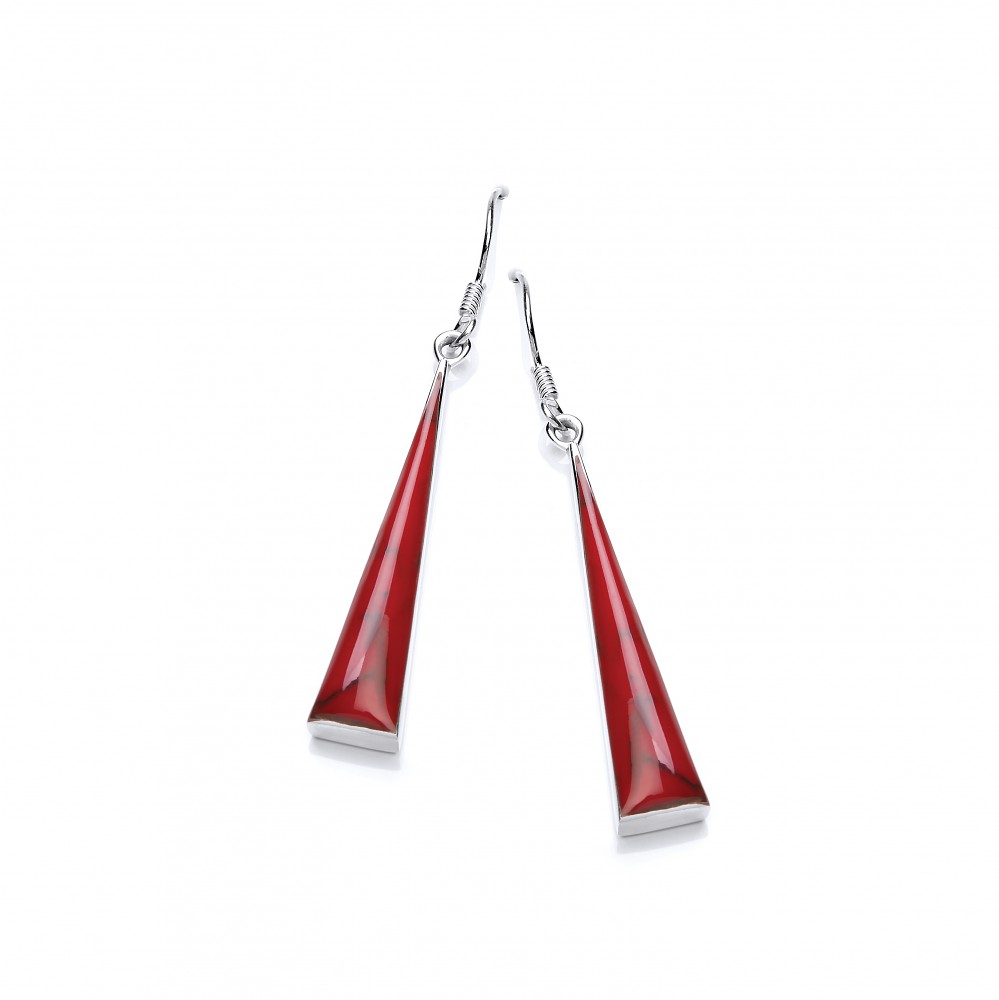 Silver Red Agate Drop Earrings