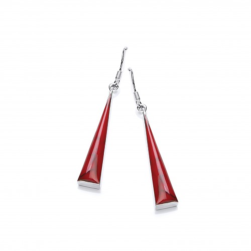 Silver Red Agate Drop Earrings