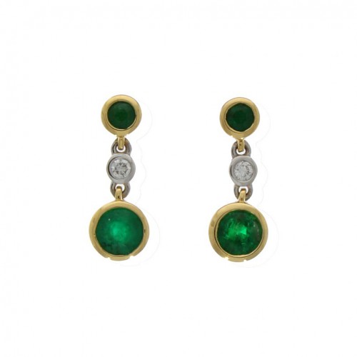 Emerald & Diamond 18ct drop earrings
