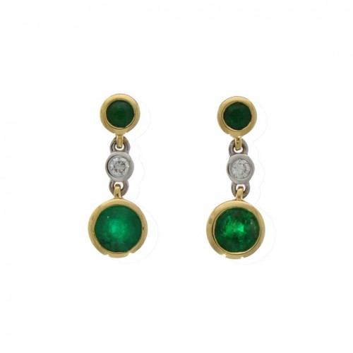Emerald & Diamond 18ct drop earrings