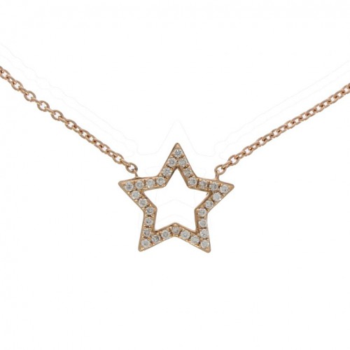 Diamond set star pendant 18ct rose gold