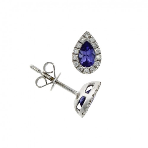 Tanzanite & Diamond Pear Cluster 18ct Studs