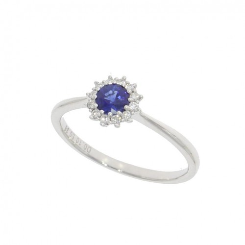 Sapphire & Diamond 18ct gold cluster ring