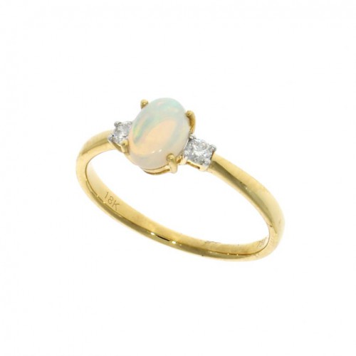 Opal & Diamond 18ct gold ring
