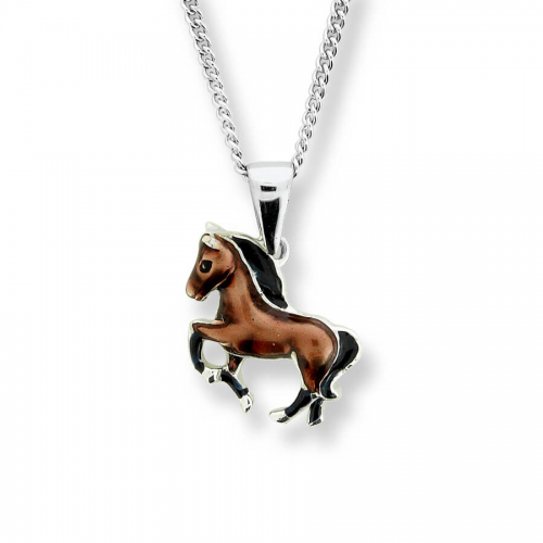 Silver enamelled horse pendant