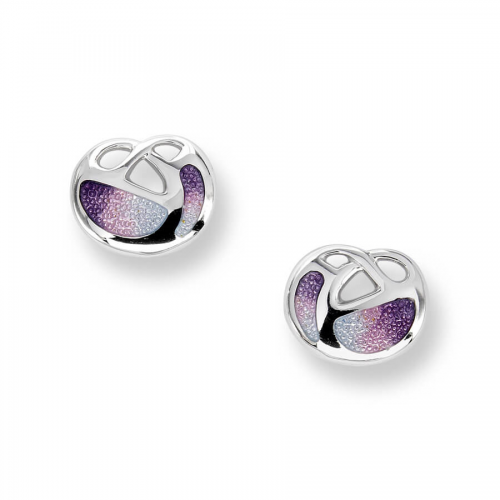 Silver enamelled art nouveau stud earrings