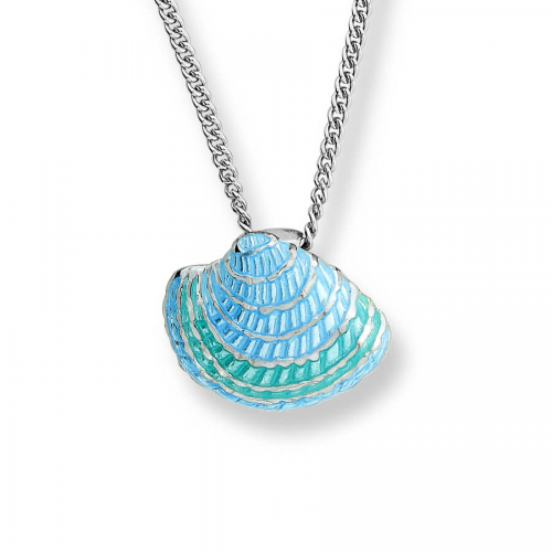 Silver enamelled shell pendant
