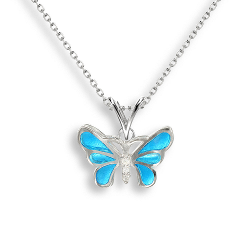Silver enamelled butterfly pendant