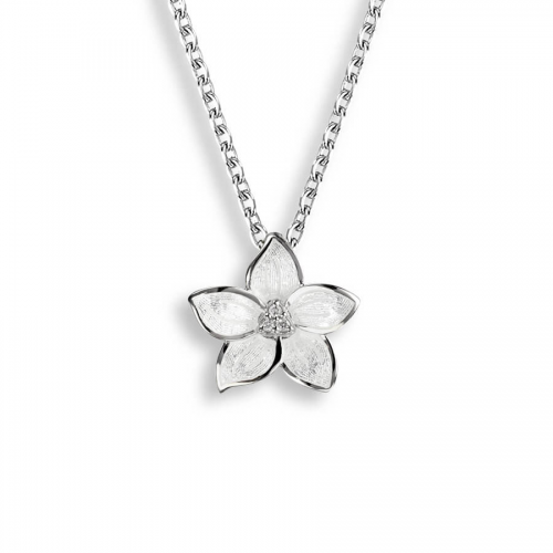 Silver enamelled Stephanotis pendant