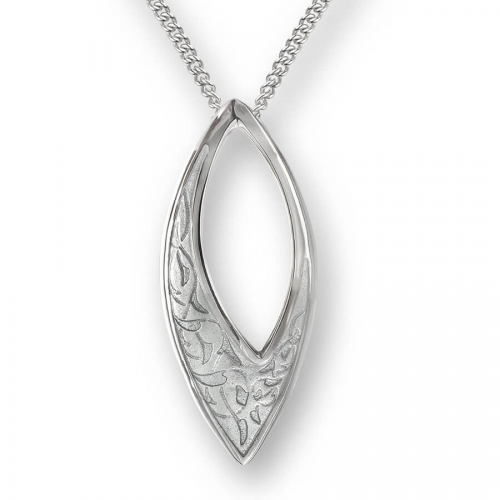 Silver enamelled marquis pendant