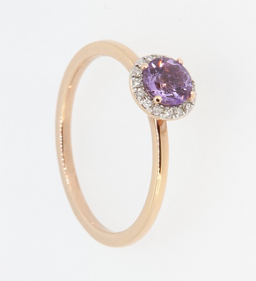 Amethyst & Diamond 9ct gold ring