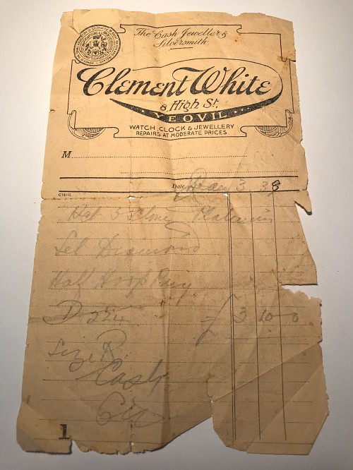 Clement White 1938 Receipt