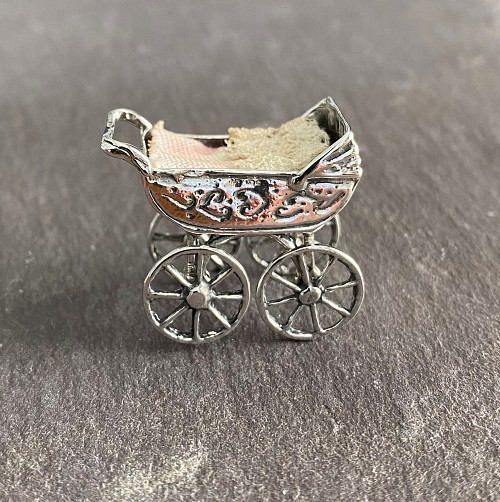 Silver Pram Pin Cushion